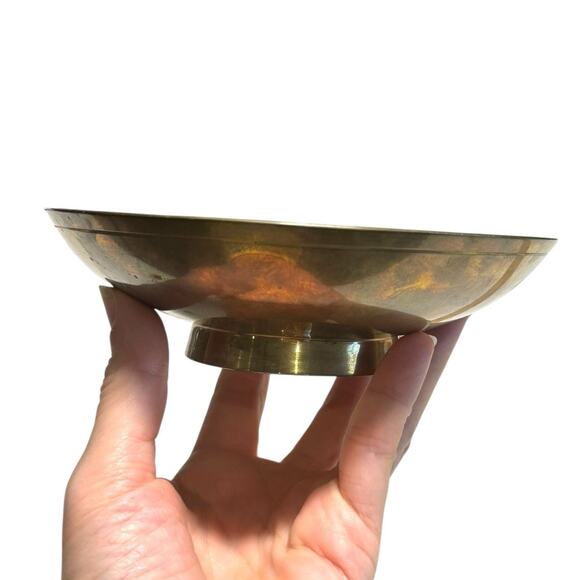 Cloisonne Enamel Brass Metal Decorative Bowl Pedestal Floral India Trinket Dish - Picture 5 of 7
